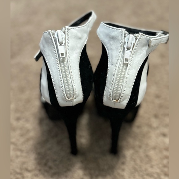 Lilliana black white peek toe 6 inch heels - Picture 4 of 7